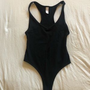 Black V-Neck Racerback Tank Top Body Suit